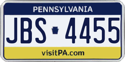 PA license plate JBS4455