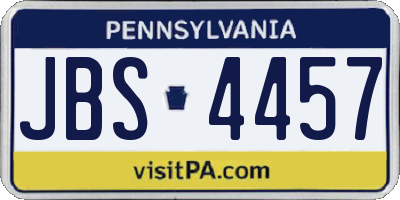 PA license plate JBS4457