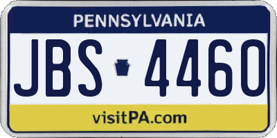 PA license plate JBS4460