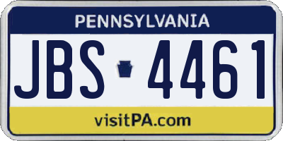 PA license plate JBS4461