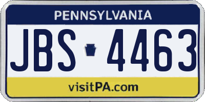 PA license plate JBS4463