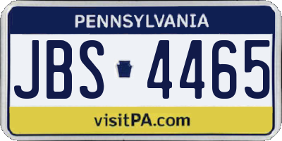 PA license plate JBS4465