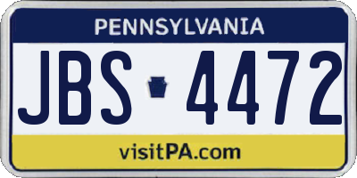 PA license plate JBS4472