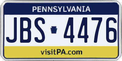 PA license plate JBS4476