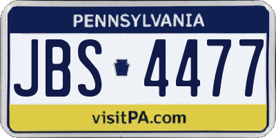 PA license plate JBS4477