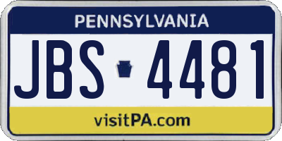 PA license plate JBS4481