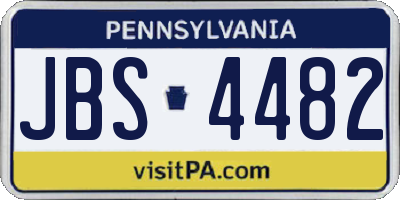 PA license plate JBS4482