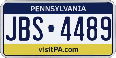 PA license plate JBS4489