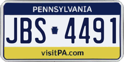 PA license plate JBS4491