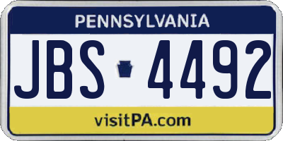 PA license plate JBS4492