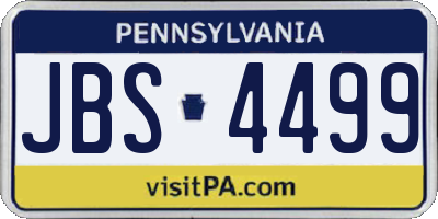 PA license plate JBS4499