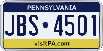 PA license plate JBS4501