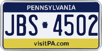 PA license plate JBS4502