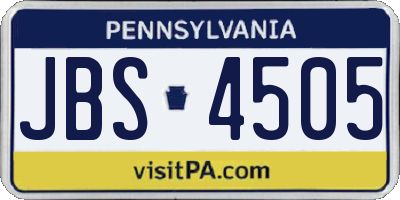 PA license plate JBS4505