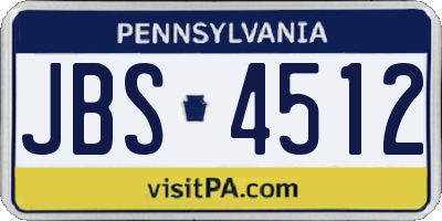 PA license plate JBS4512