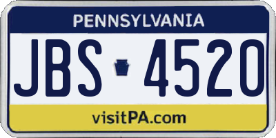 PA license plate JBS4520