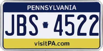 PA license plate JBS4522