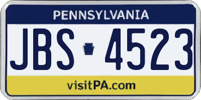 PA license plate JBS4523