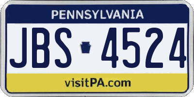 PA license plate JBS4524