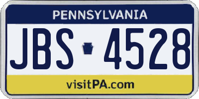 PA license plate JBS4528