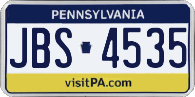PA license plate JBS4535