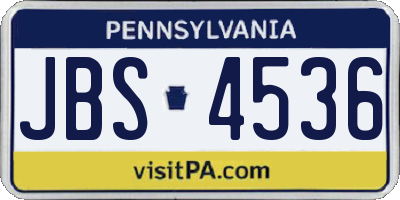 PA license plate JBS4536