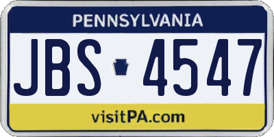 PA license plate JBS4547