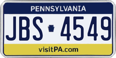 PA license plate JBS4549