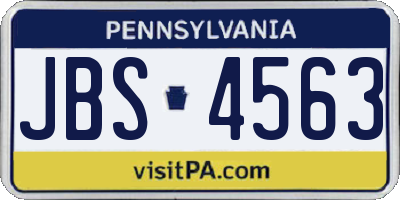 PA license plate JBS4563