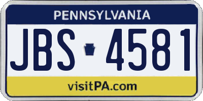 PA license plate JBS4581