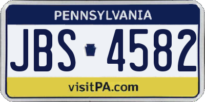 PA license plate JBS4582