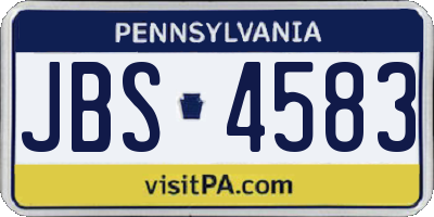 PA license plate JBS4583
