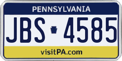 PA license plate JBS4585