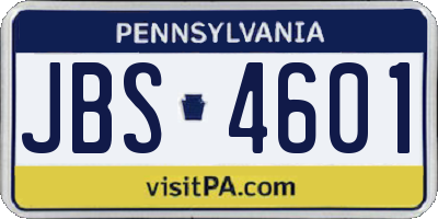 PA license plate JBS4601