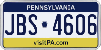 PA license plate JBS4606