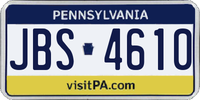 PA license plate JBS4610
