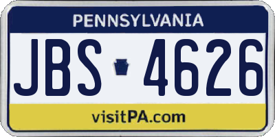 PA license plate JBS4626
