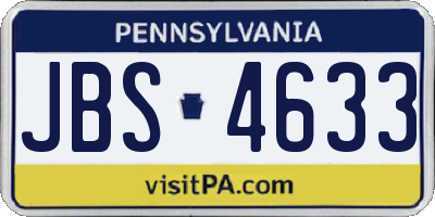 PA license plate JBS4633