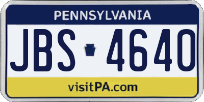 PA license plate JBS4640