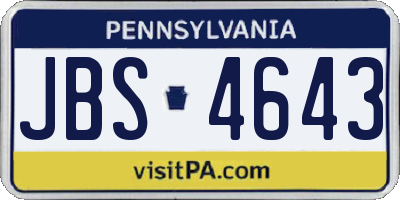 PA license plate JBS4643