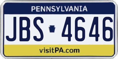 PA license plate JBS4646