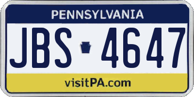PA license plate JBS4647
