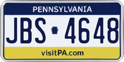 PA license plate JBS4648
