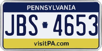 PA license plate JBS4653