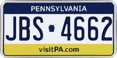 PA license plate JBS4662