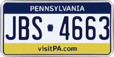 PA license plate JBS4663