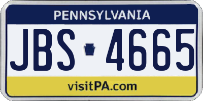 PA license plate JBS4665