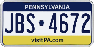 PA license plate JBS4672