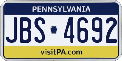PA license plate JBS4692