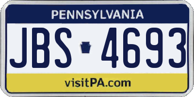 PA license plate JBS4693